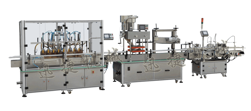 灌裝機(jī)+全自動(dòng)封蓋機(jī)（自動(dòng)理蓋，自動(dòng)扣蓋，自動(dòng)旋壓蓋）+貼標(biāo)機(jī)